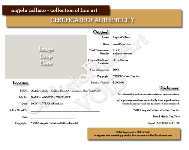 angela callisto sample certificate of authenticity